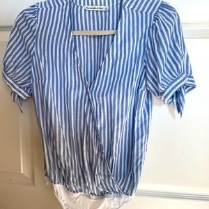 A&F tie sleeve striped bodysuit